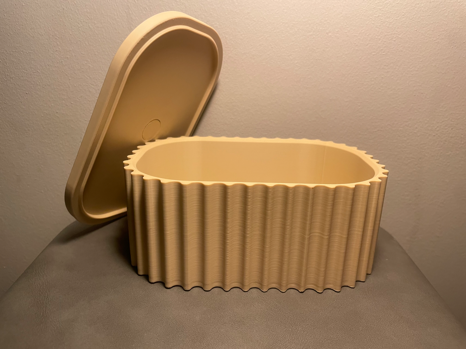 Ribbed Container With Lid For Storing Essentials