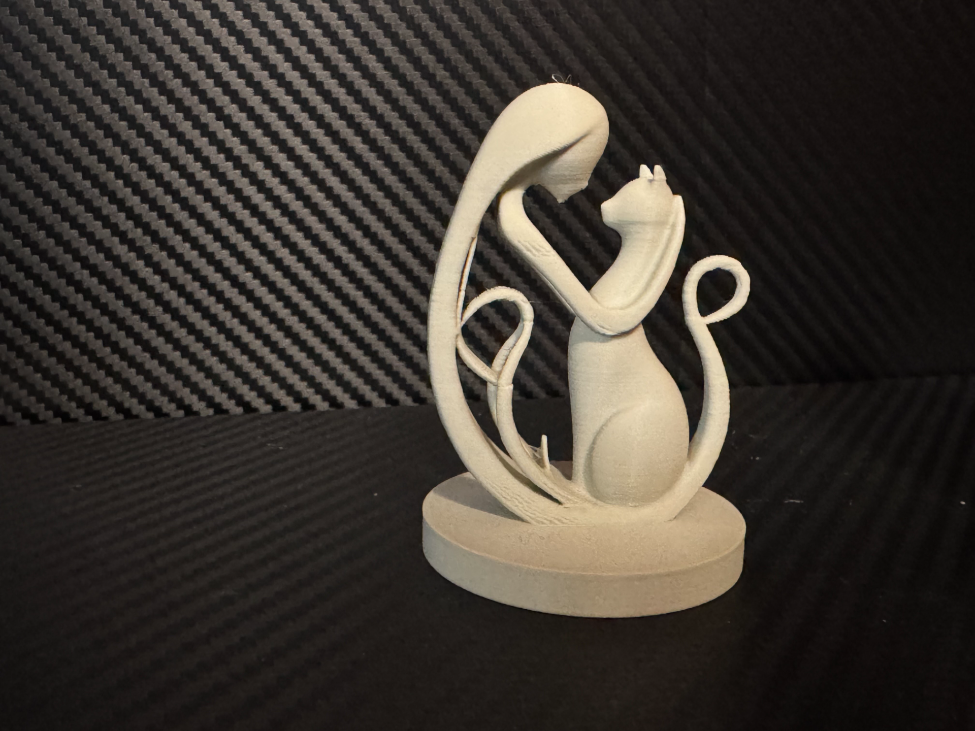Woman and Cat minimalistic sculpture