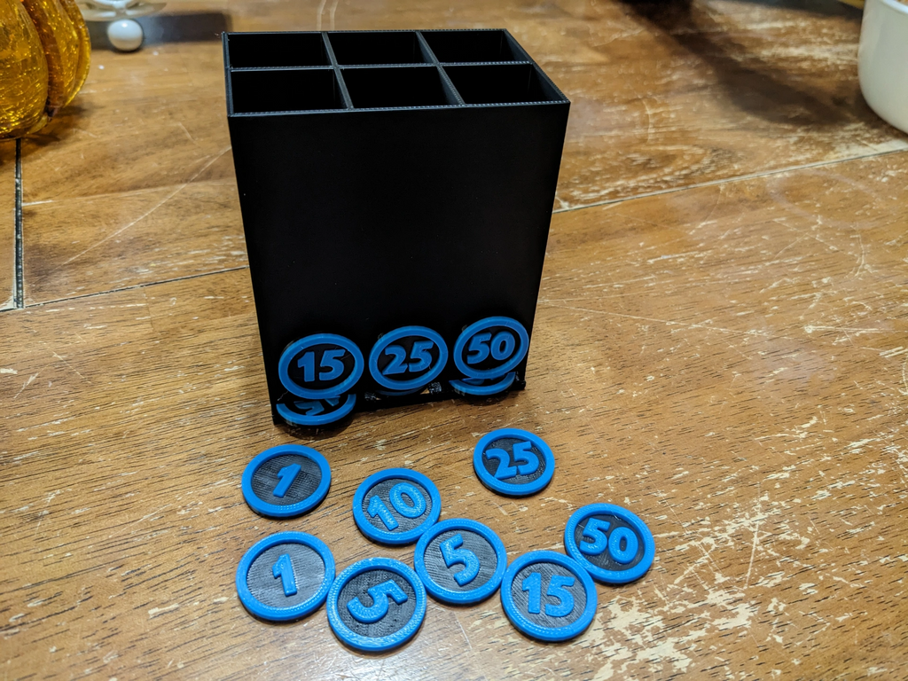 Numbered Tokens 1, 5, 10, 15, 25, 59 (Generic card/ board game/ kids tokens/ screen time)