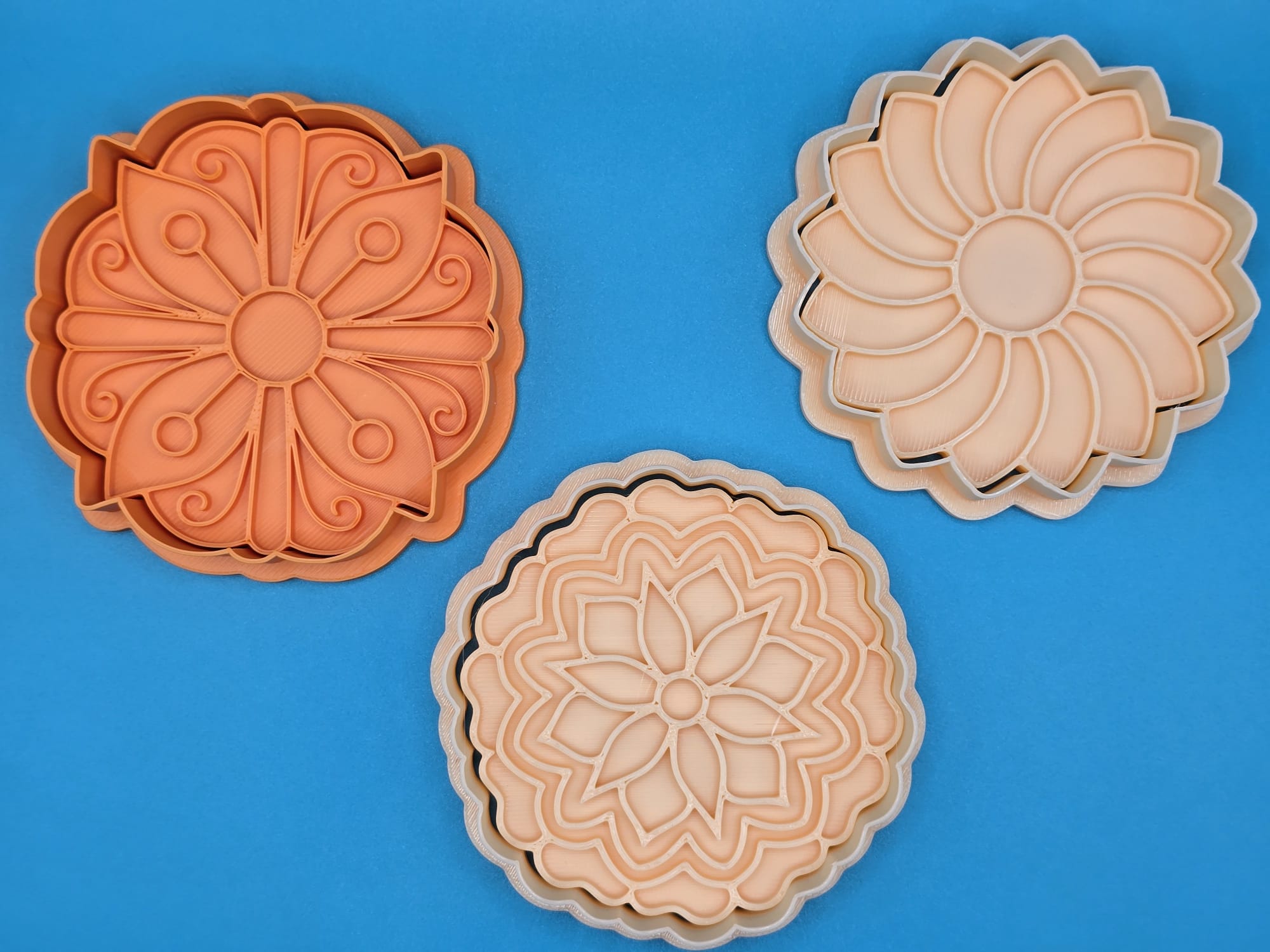 Flower Cookie Cutter Playdoh Stamp Set 3 Mandala