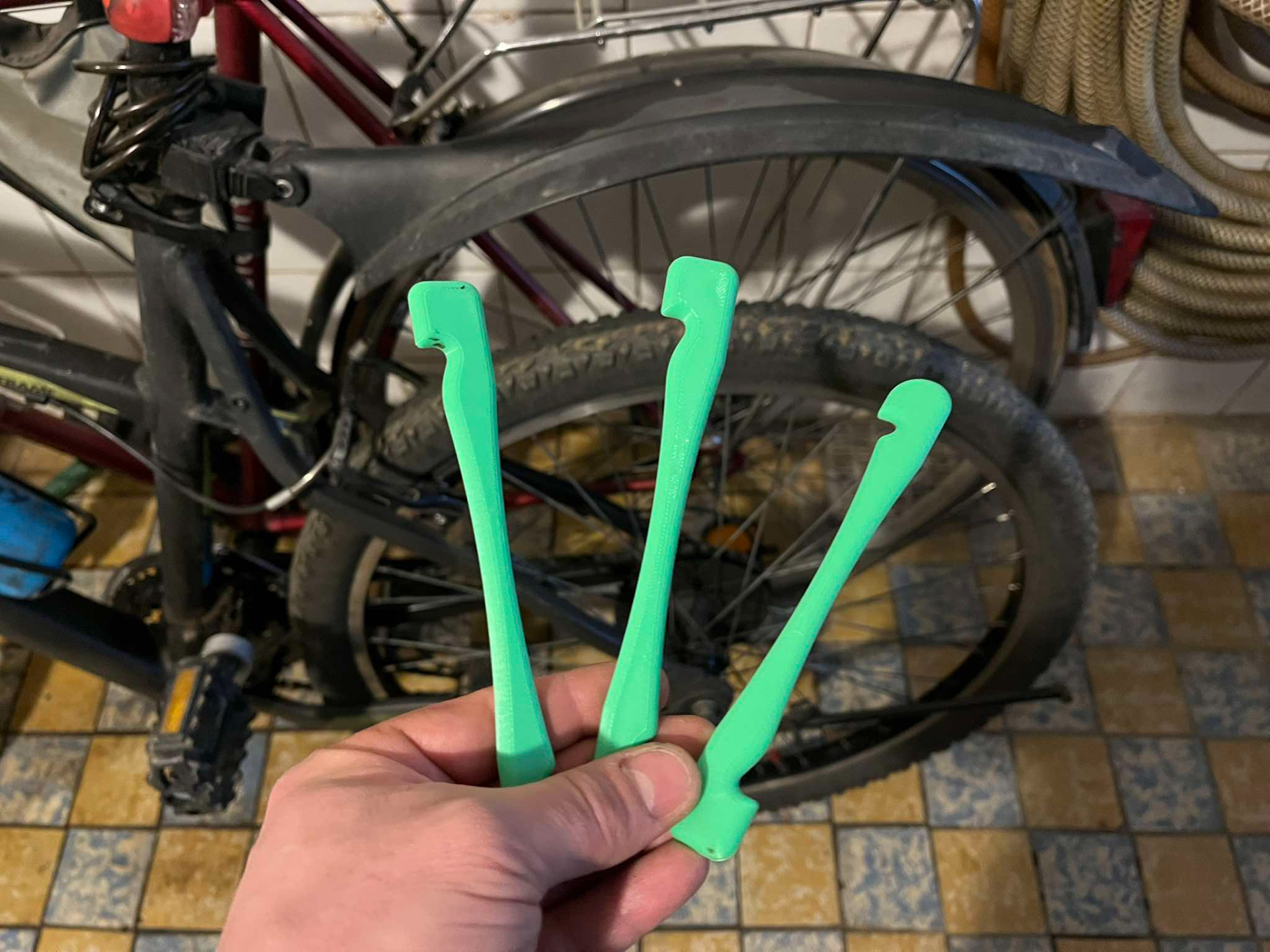 Repairing a flat tire on a bicycle