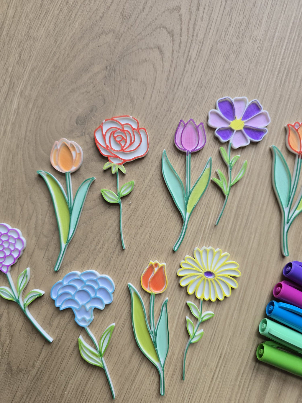 Botanical Flower Coloring Set Mark Paint Gift Idea
