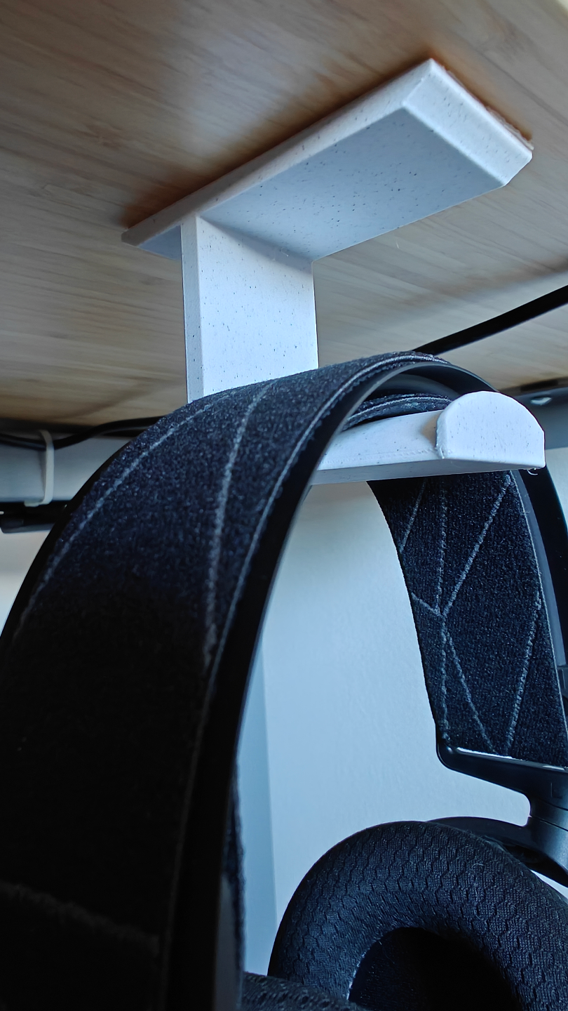 Under-desk Headphone and Cable Holder - No Screws!
