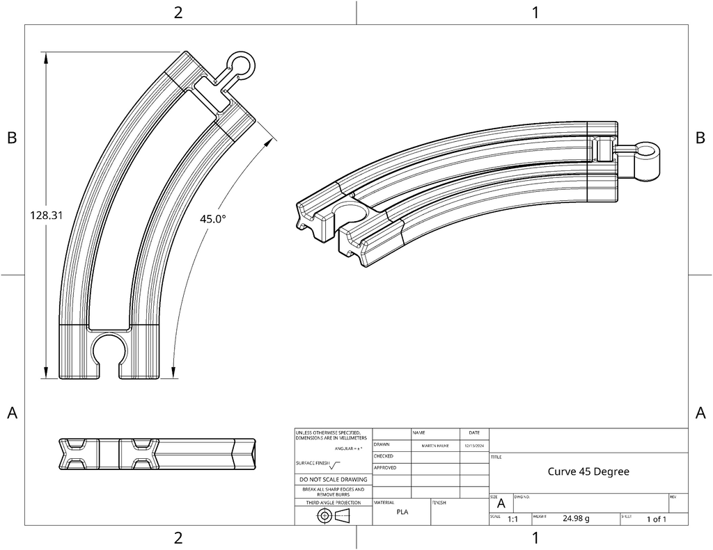 Skeleton Track - Curve (Brio/Ikea compatible)