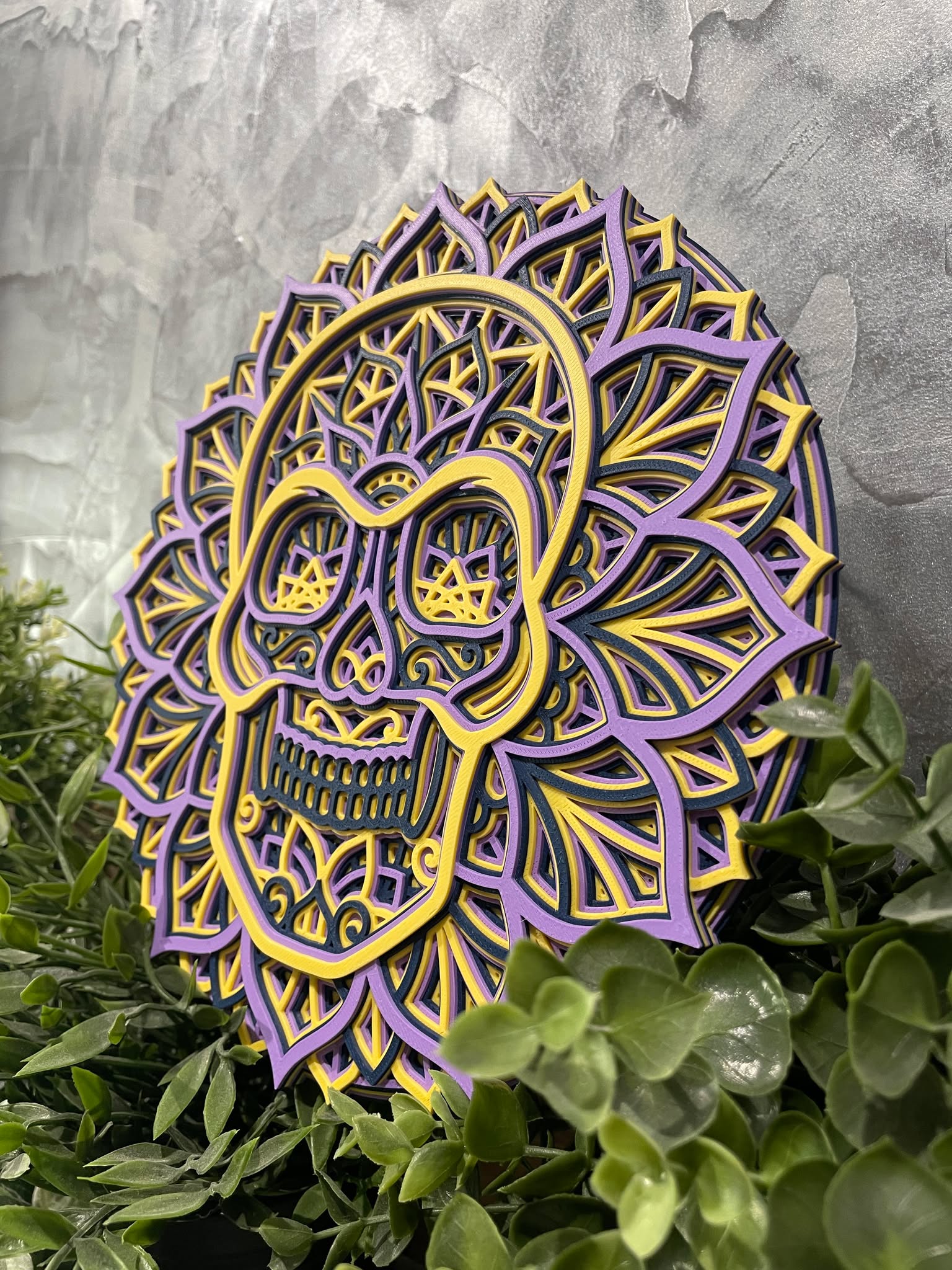 Customizable Layered Mandala Skull