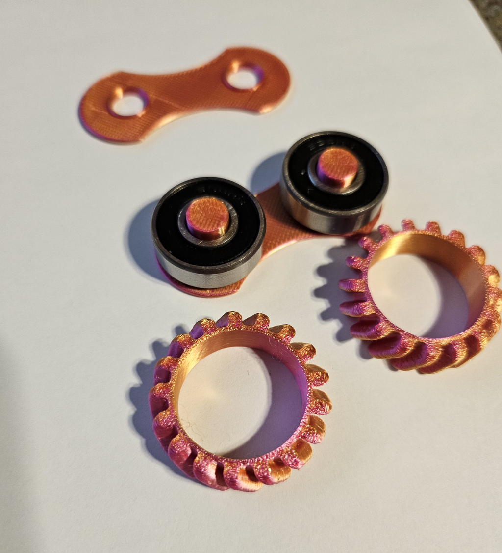 Helical Gear x2 608 Bearing Fidget Snap Fit