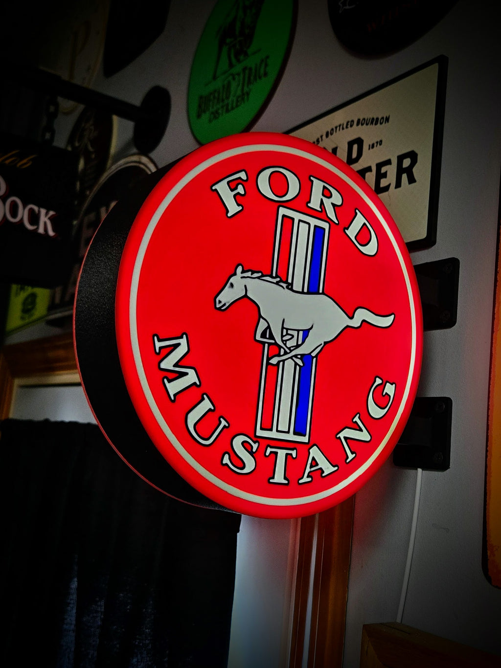 FORD MUSTANG ~ 2-Sided Gas Station Lighted Sign