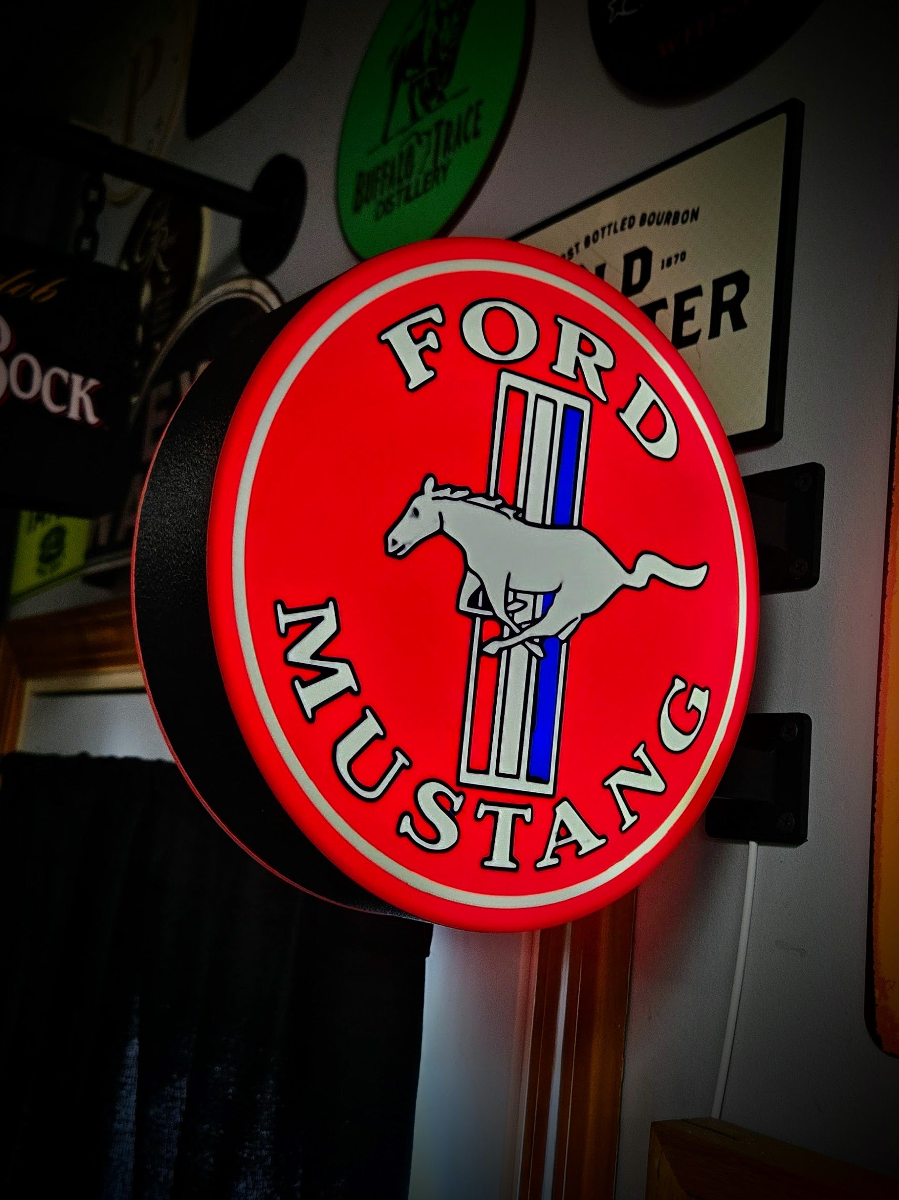 FORD MUSTANG ~ 2-Sided Gas Station Lighted Sign