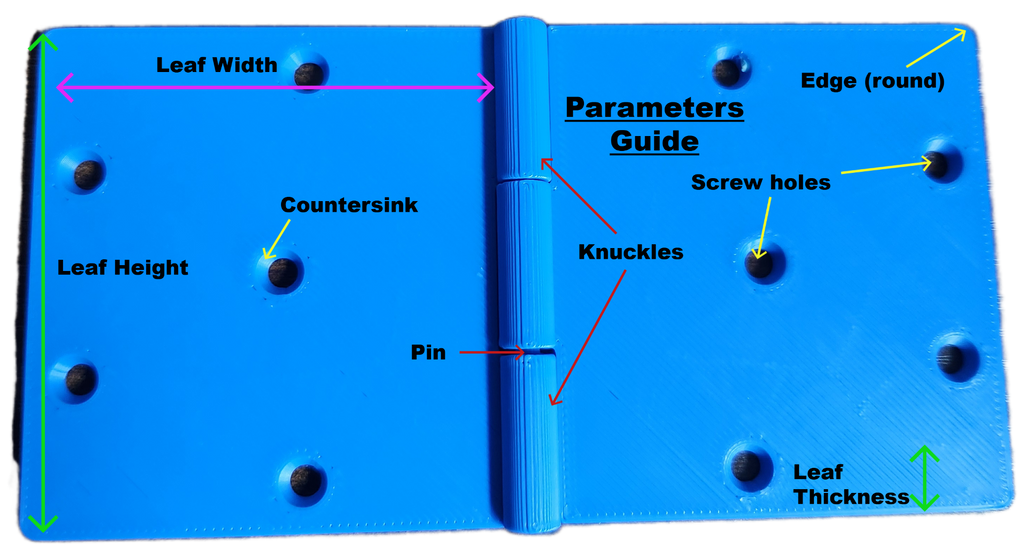 Simple Customizable Hinge (Parametric) V1.1