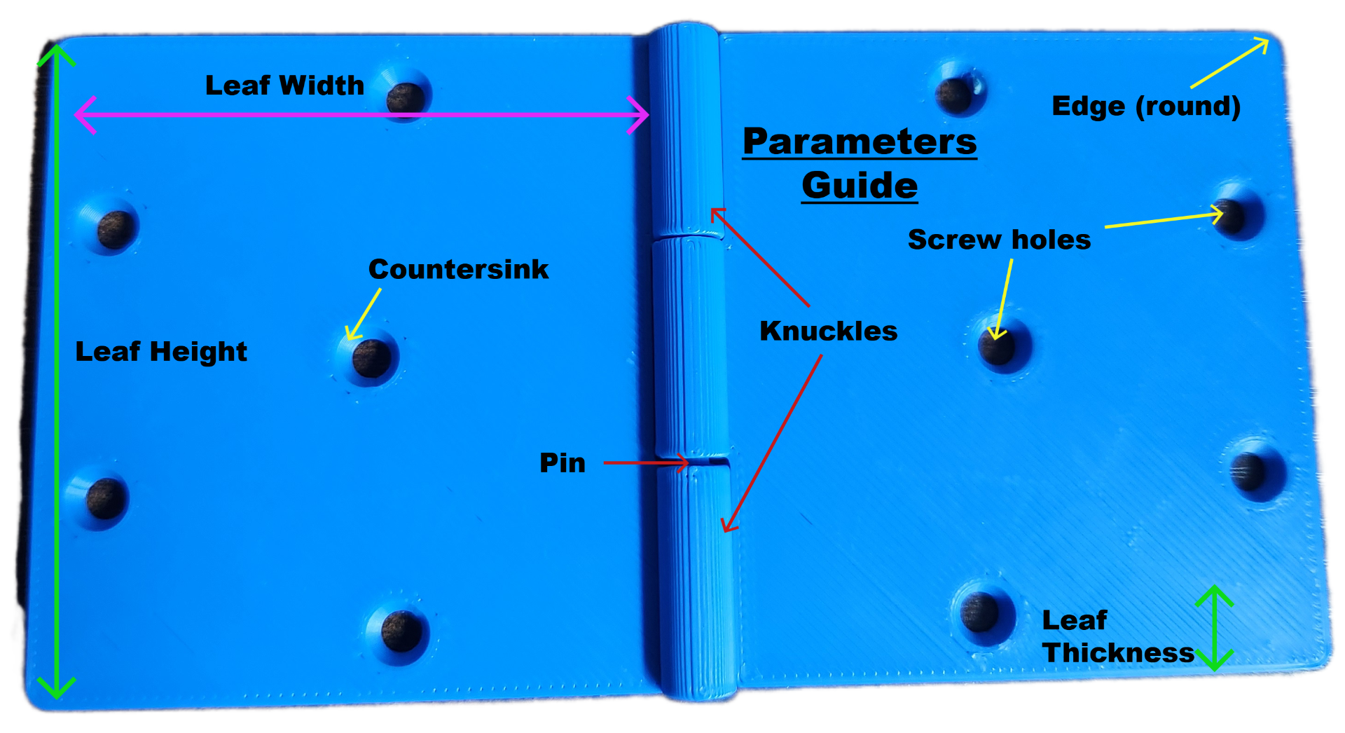 Simple Customizable Hinge (Parametric) V1.1