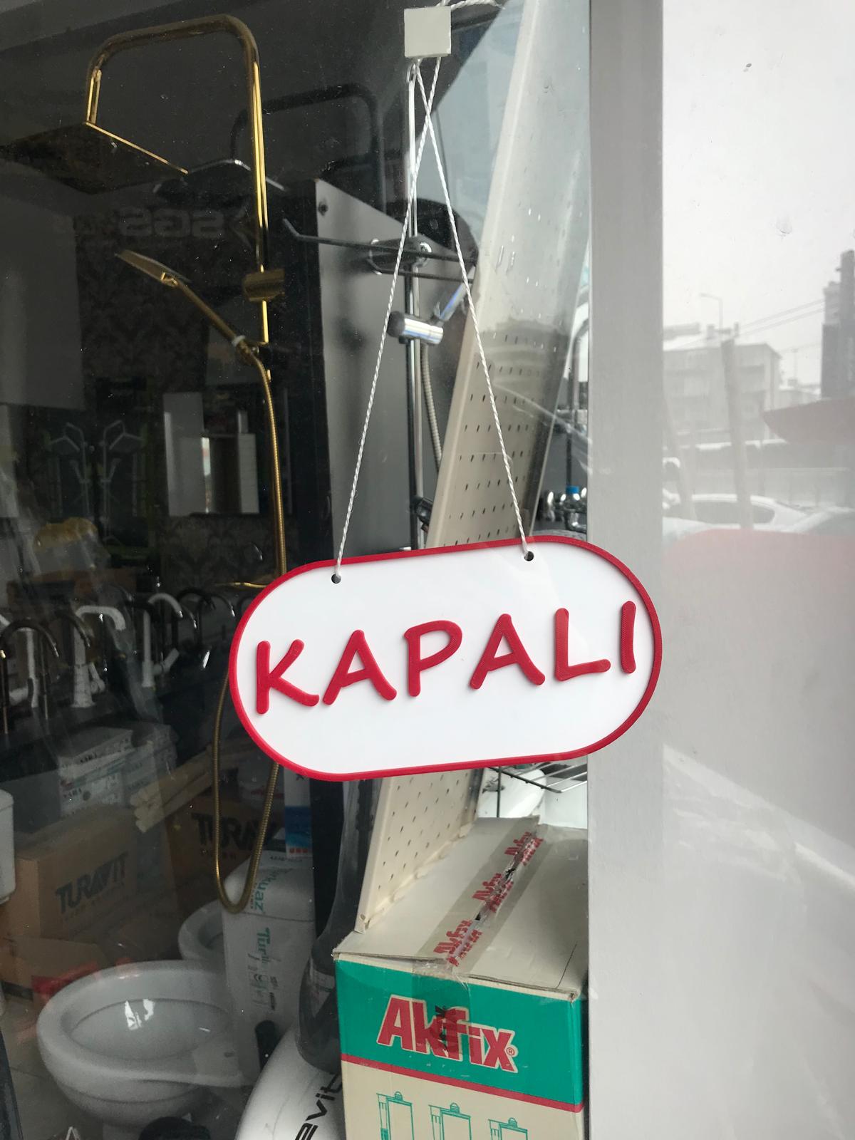 Double-Sided Open/Closed Sign (Açık/Kapalı)