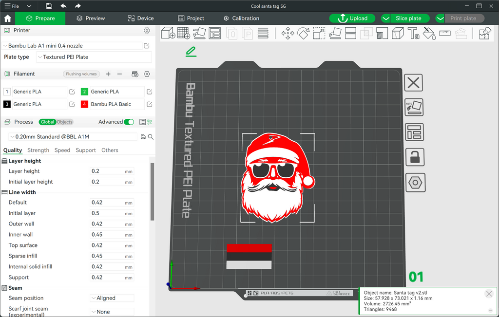 Cool Santa gift tag or tree ornament