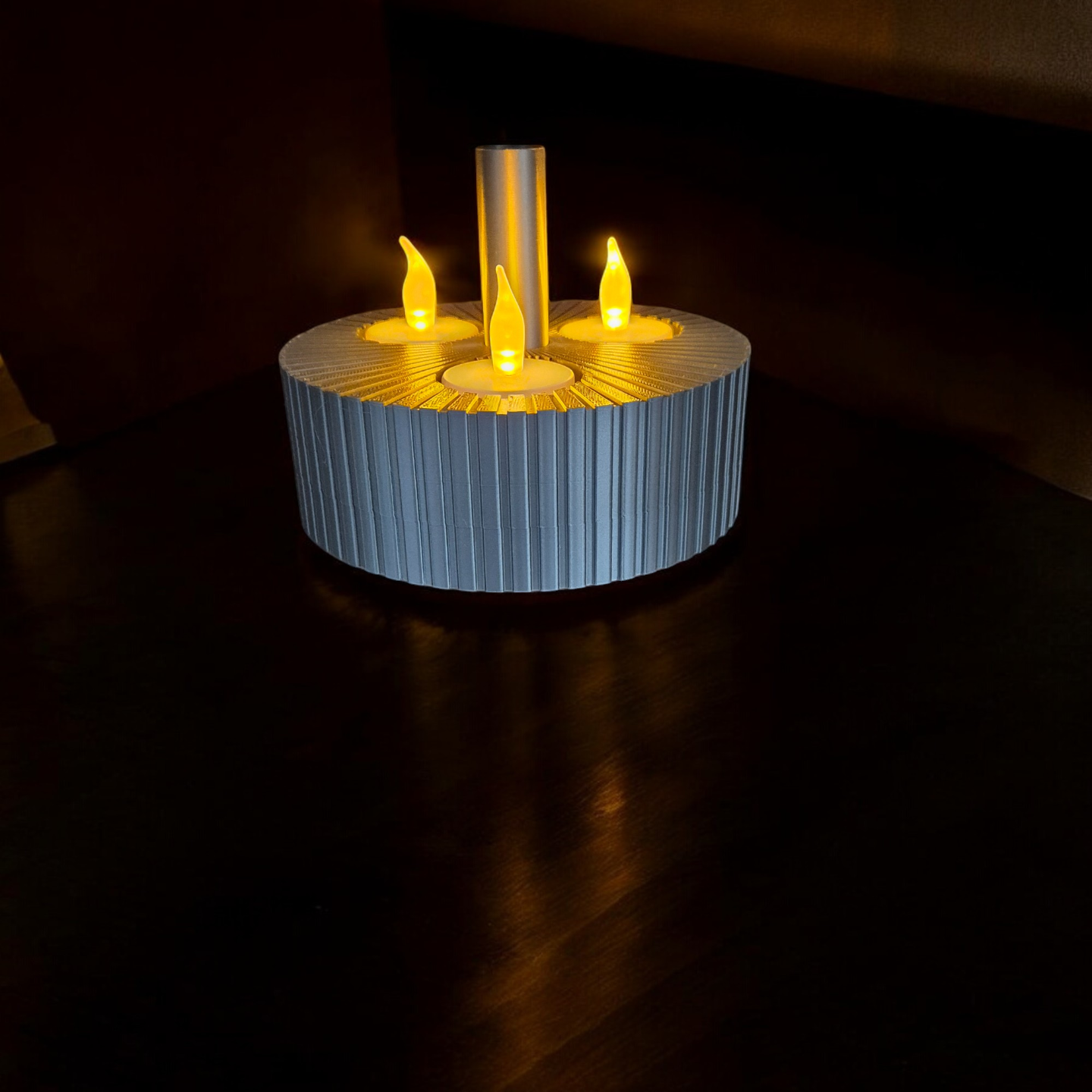 Three-Light Candle Holder with small vase