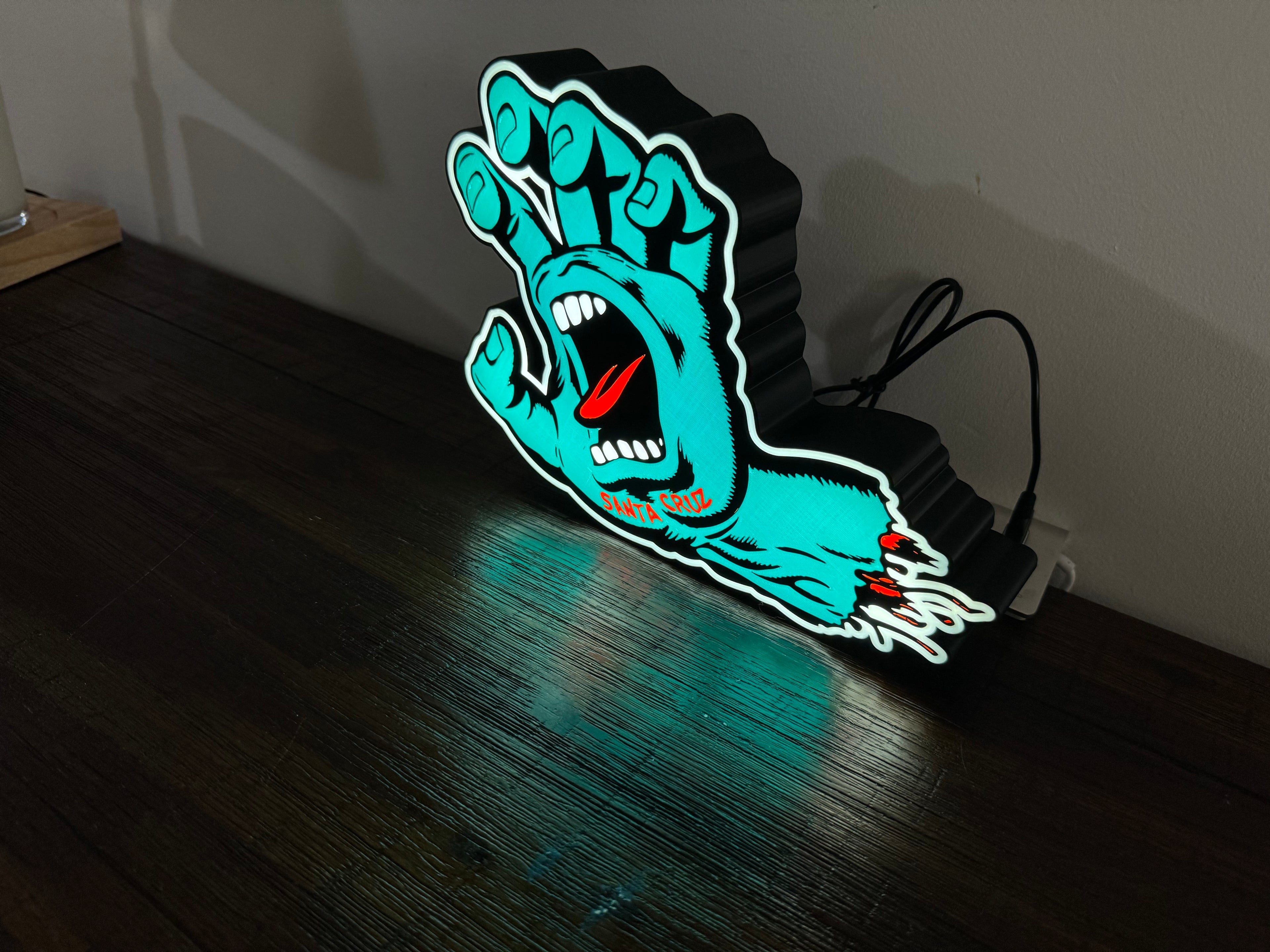 Santa Cruz - Screaming Hand - Light up Sign / Logo