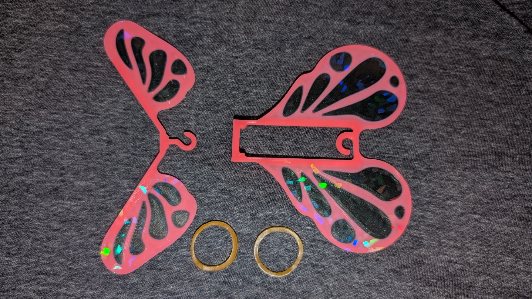 Rubber band powered flying butterfly prank