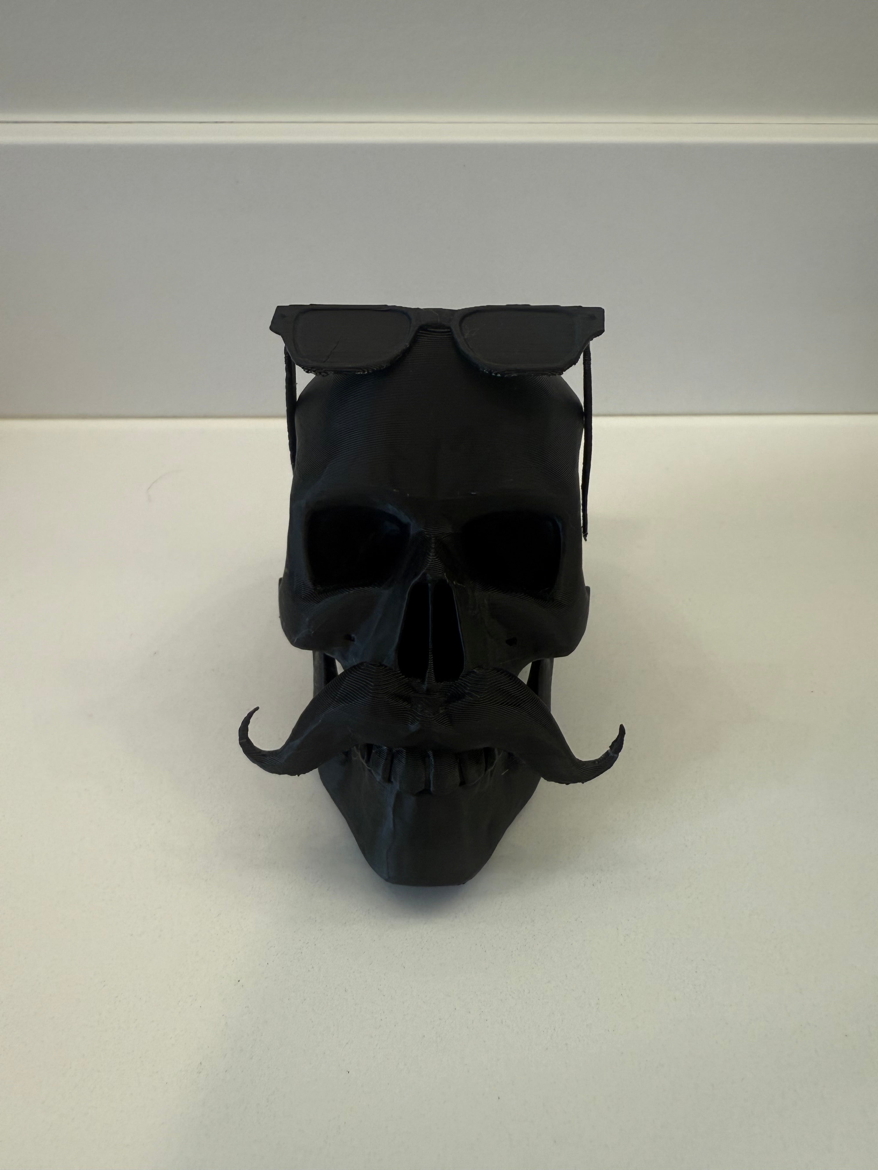 Skull with Mustache and Removable Sun Glasses