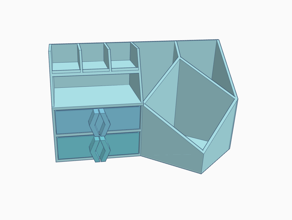Desk organizer with drawers and caddies