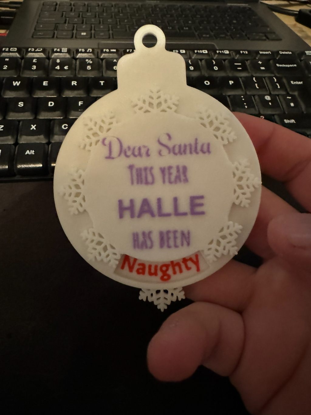 Naughty or Nice Christmas Bauble Customizable Name
