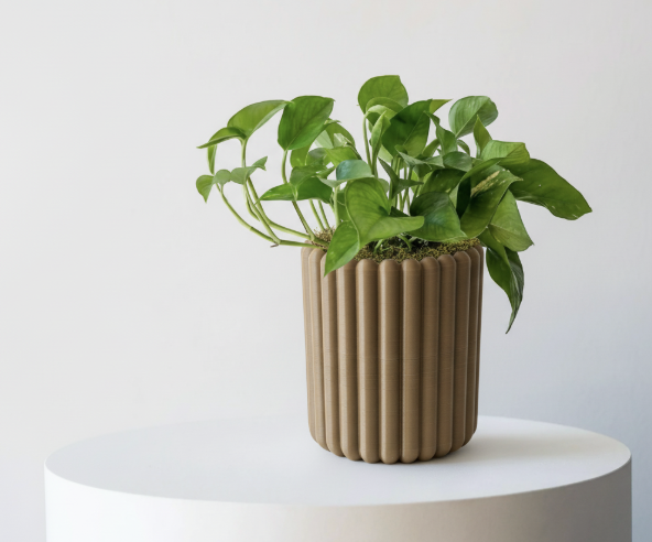Groove & Grow: Minimalist Ribbed Planter