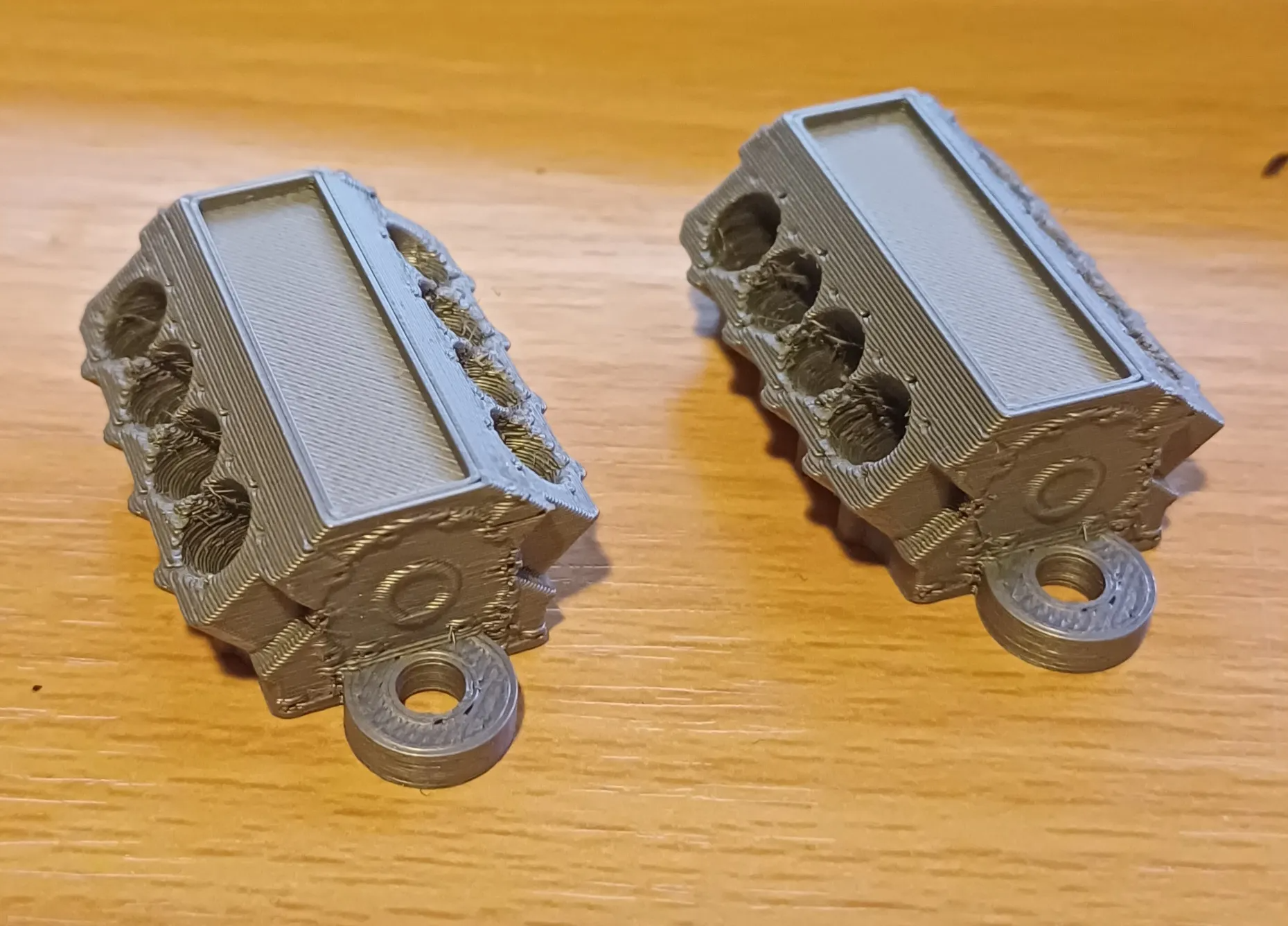 V8 engine block keychain