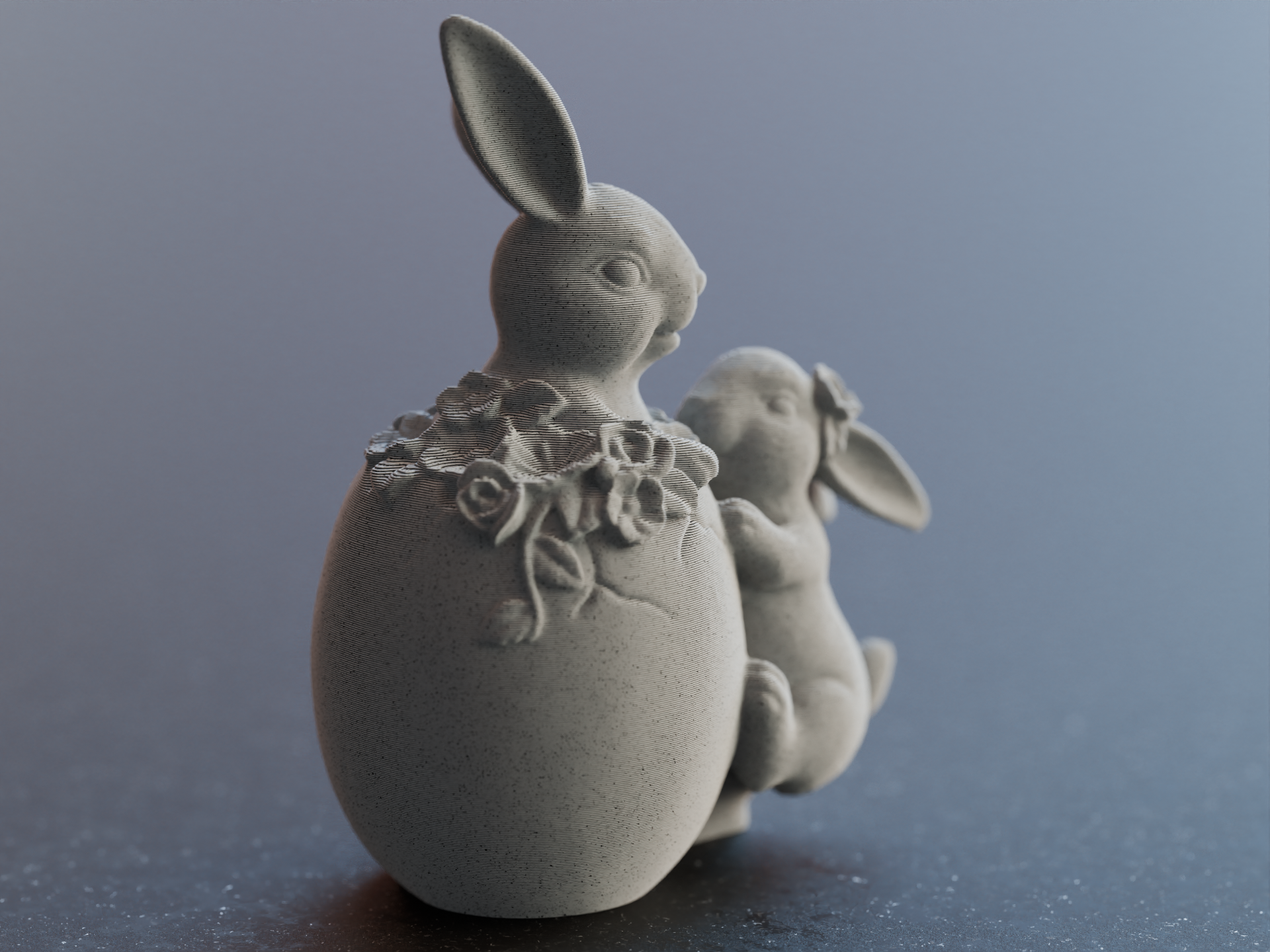 Cute easter bunny in easter Egg