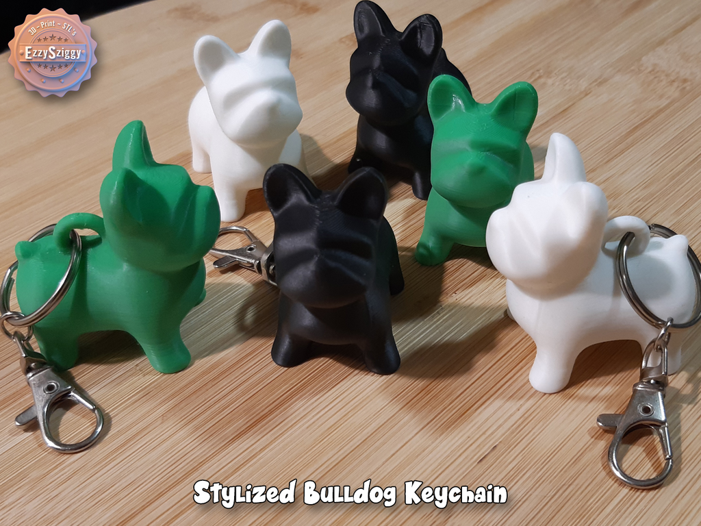 Stylized Bulldog Keychain