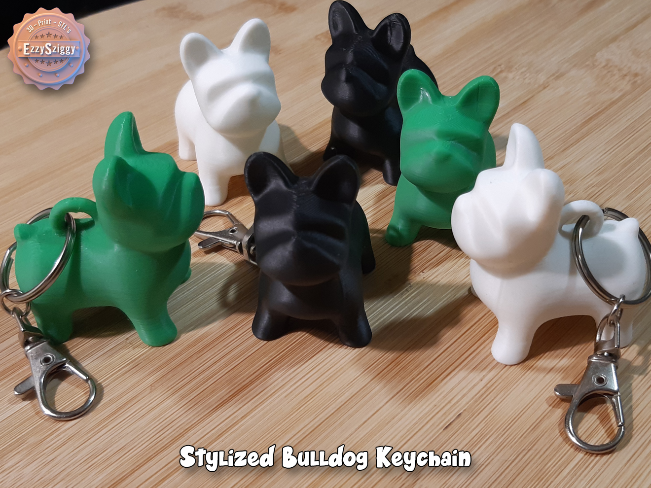 Stylized Bulldog Keychain