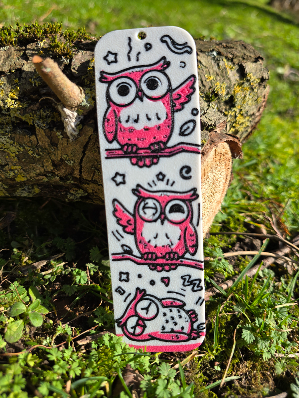 Triple Pink Owl Bookmark