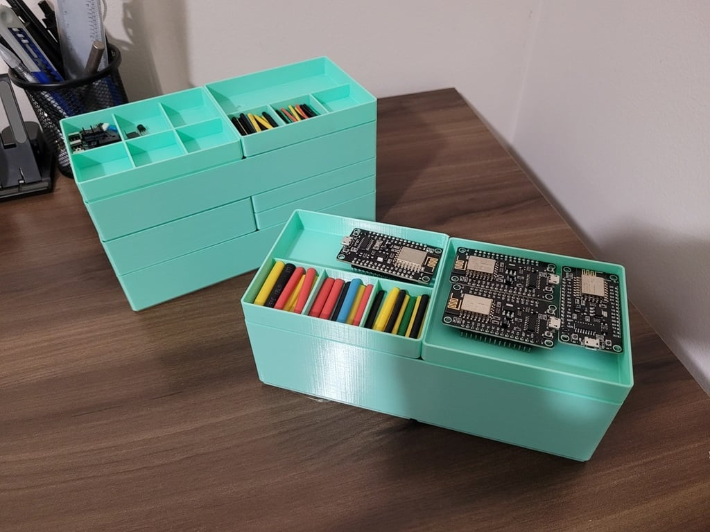 Stackable, module tray, bin, organizer