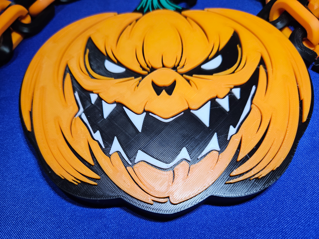 Halloween Jacko Killer Pumpkin Emblem Chain Link