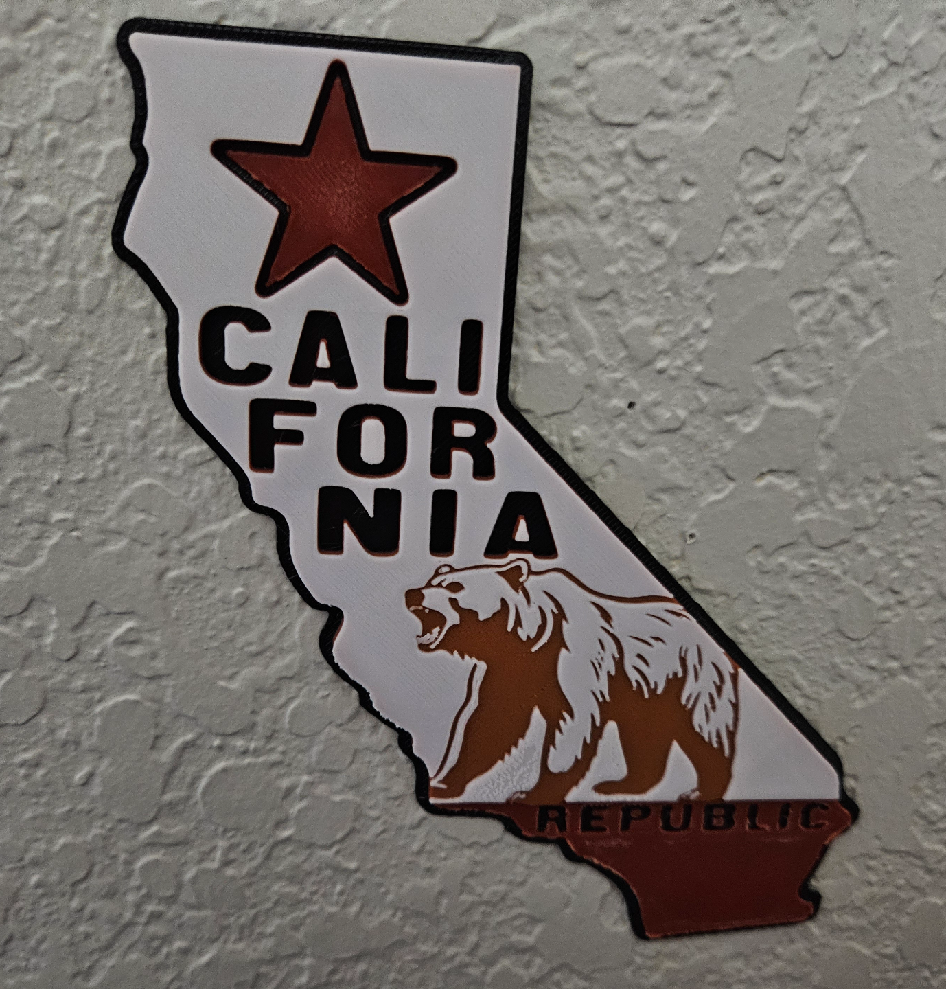 California Map Cali Bear CA Star Wall Plaque