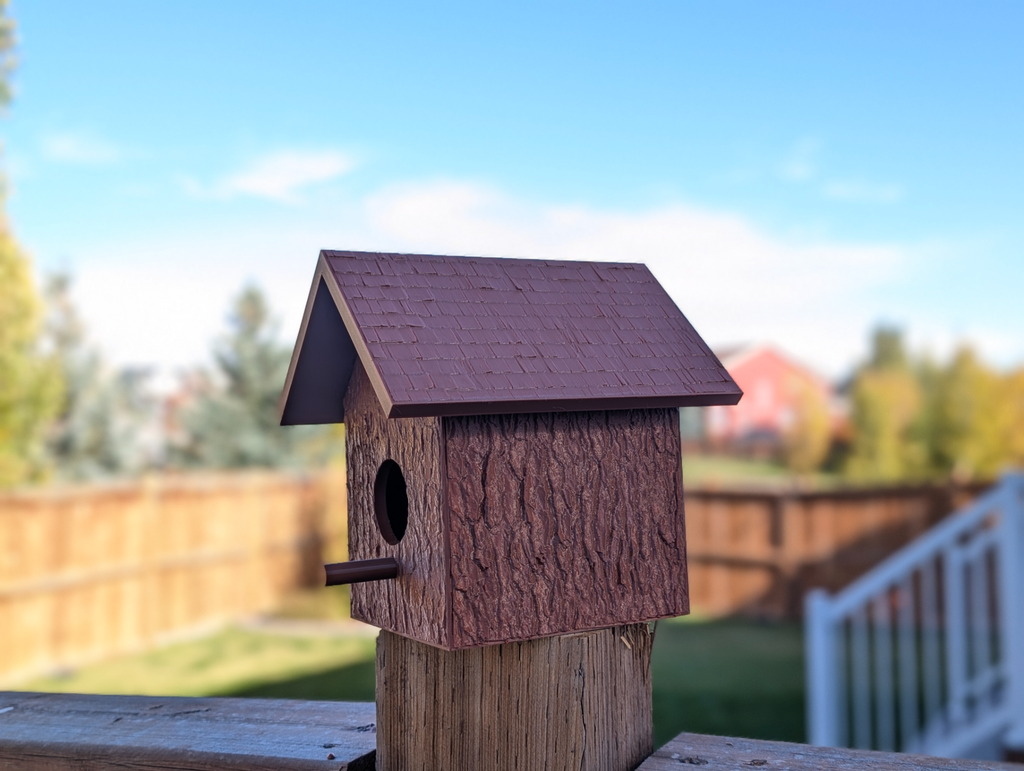 Simple Sturdy Bird House with Bark texture