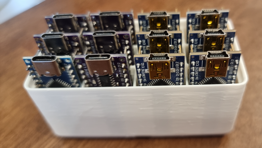 Gridfinity Arduino Nano 1x2 bin Holds 12 Arduinos