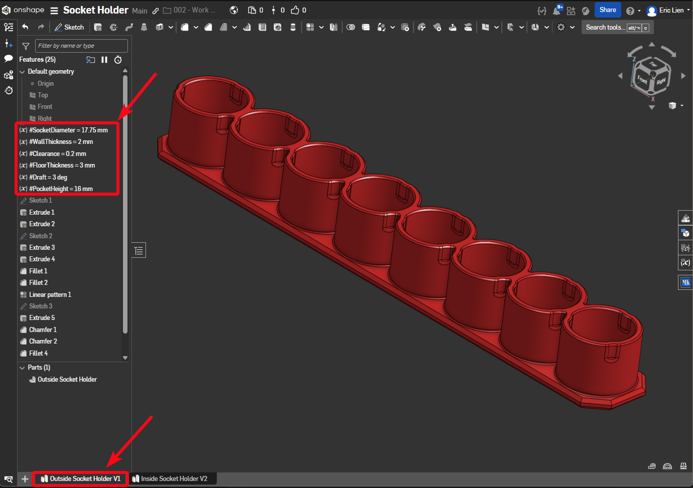 3/8" Socket Organizer Rail (Use TPU Filament)