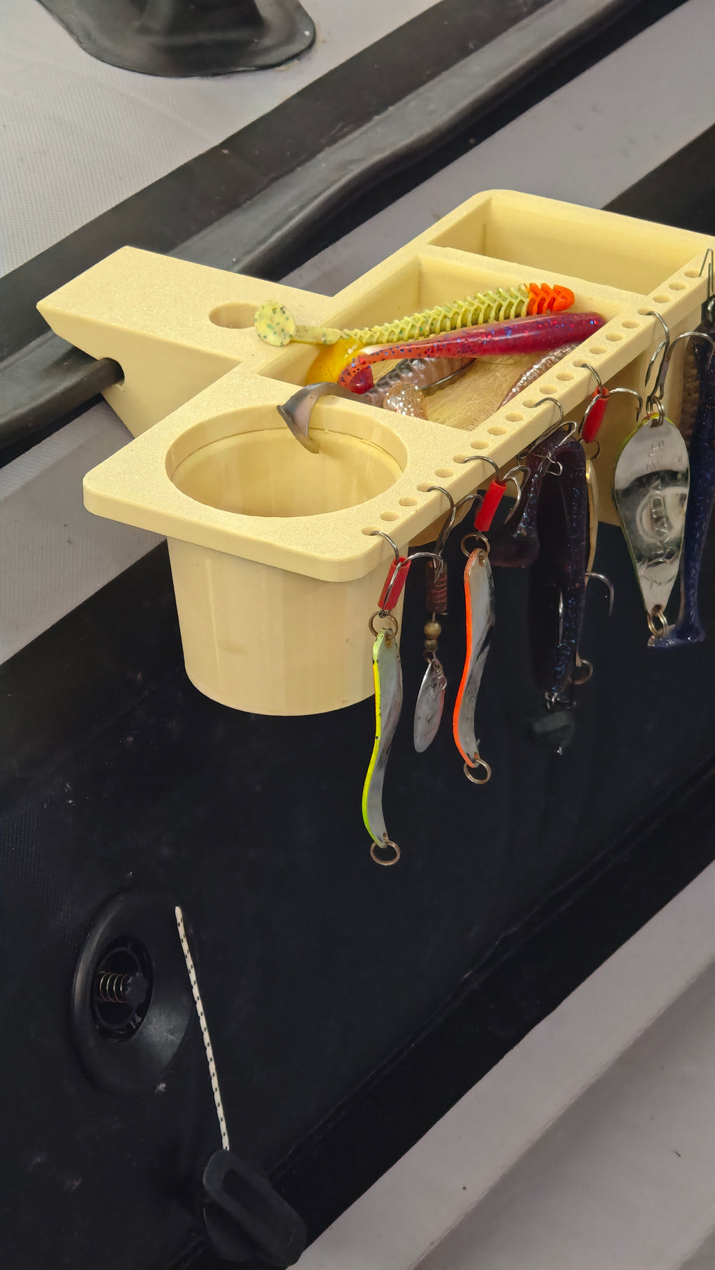 organizer for fishing lures, phone for a pvc boat