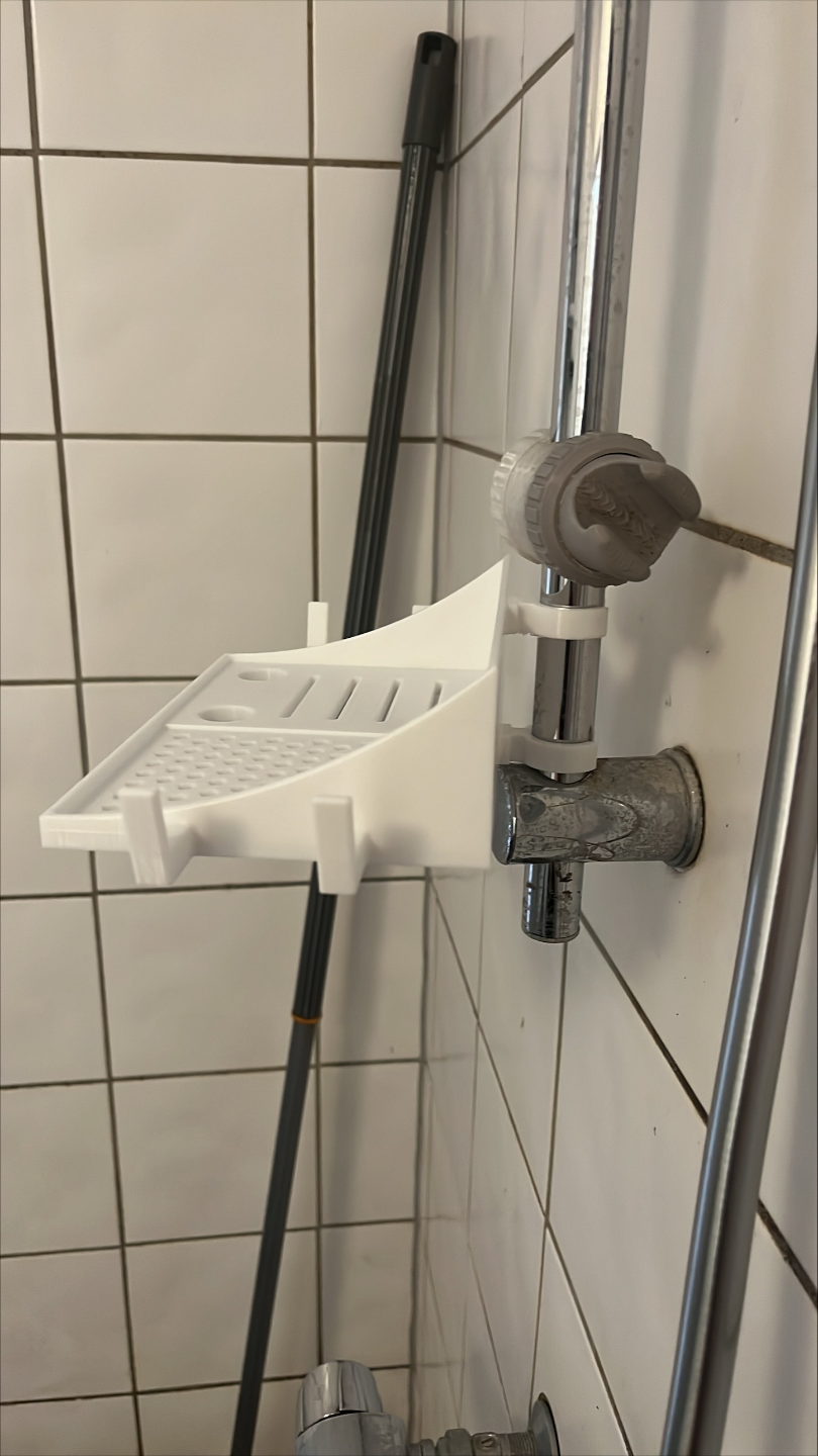 Shower shelf with 22mm rod