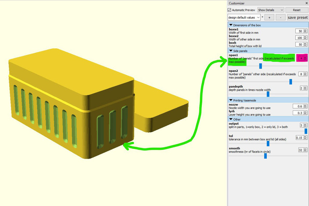 Containers in Vase- or Spiral-mode. OpenScad, Customizable, Fast and Cheap