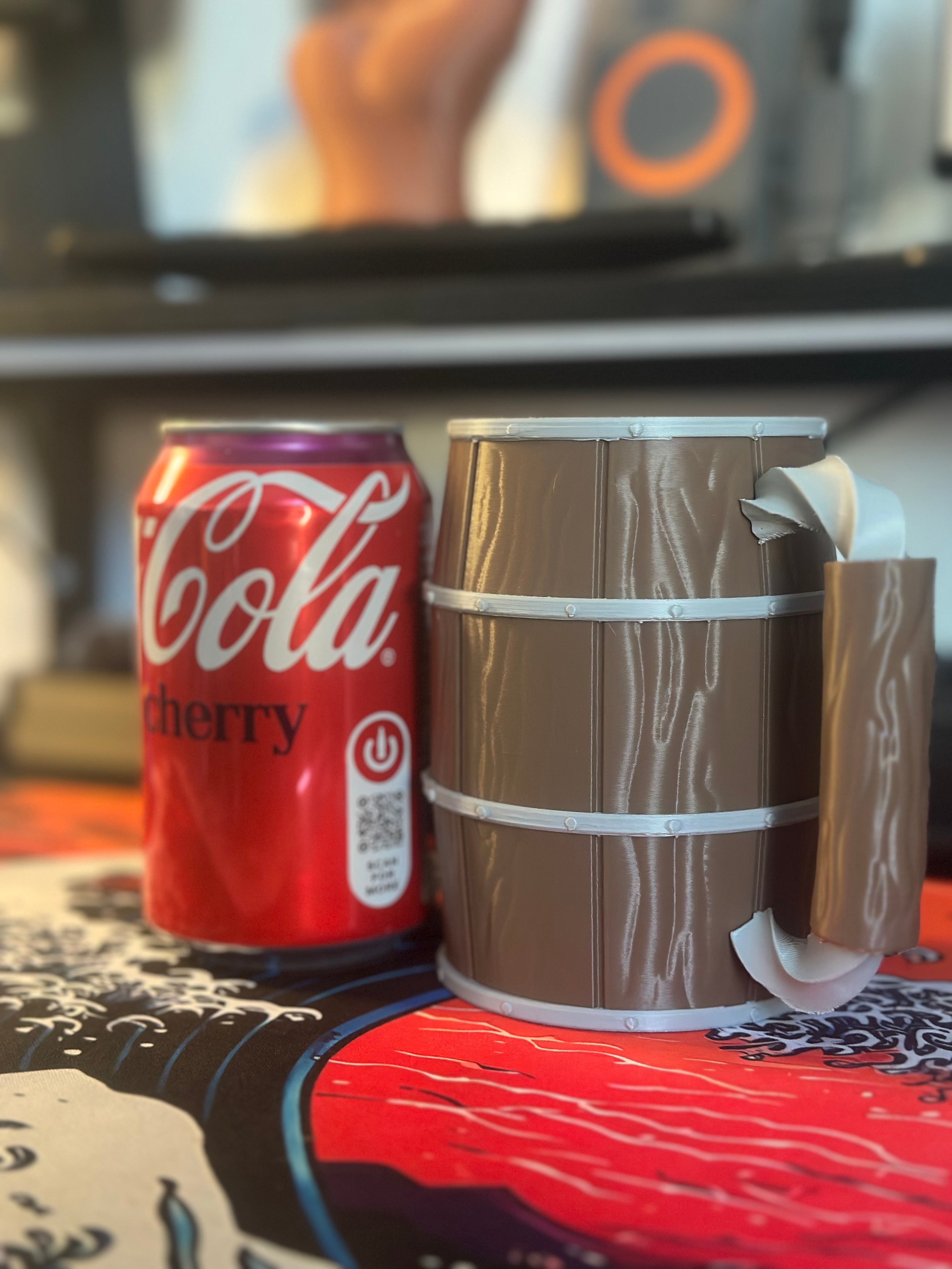 Handled Barrel Can Coozie with Texture - 330ml