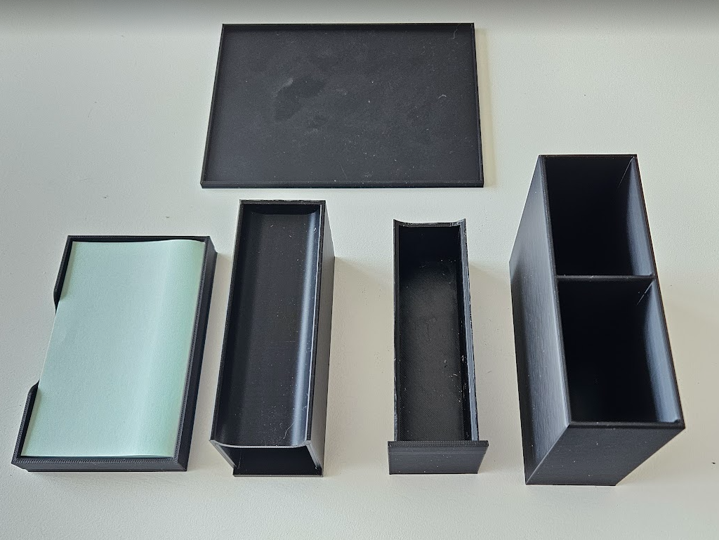 Desk organizer with a "hidden" drawer