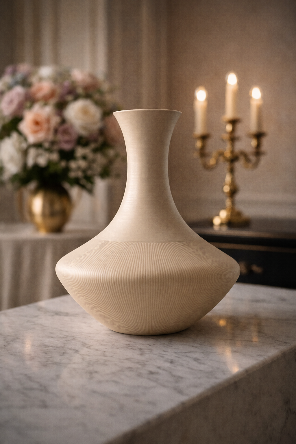 VELORA – Japandi Vase with Ribbed Decoration