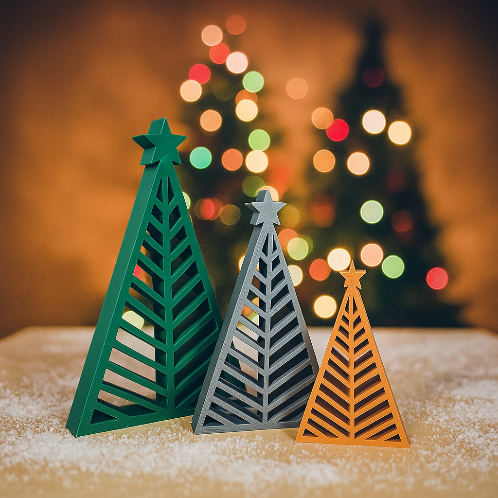 Modern Christmas Tree Set – 4 Geometric Designs