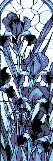 Set of 3 Bookmarks - Blue and Lavender Blooming Iris flowers in Stained Glass