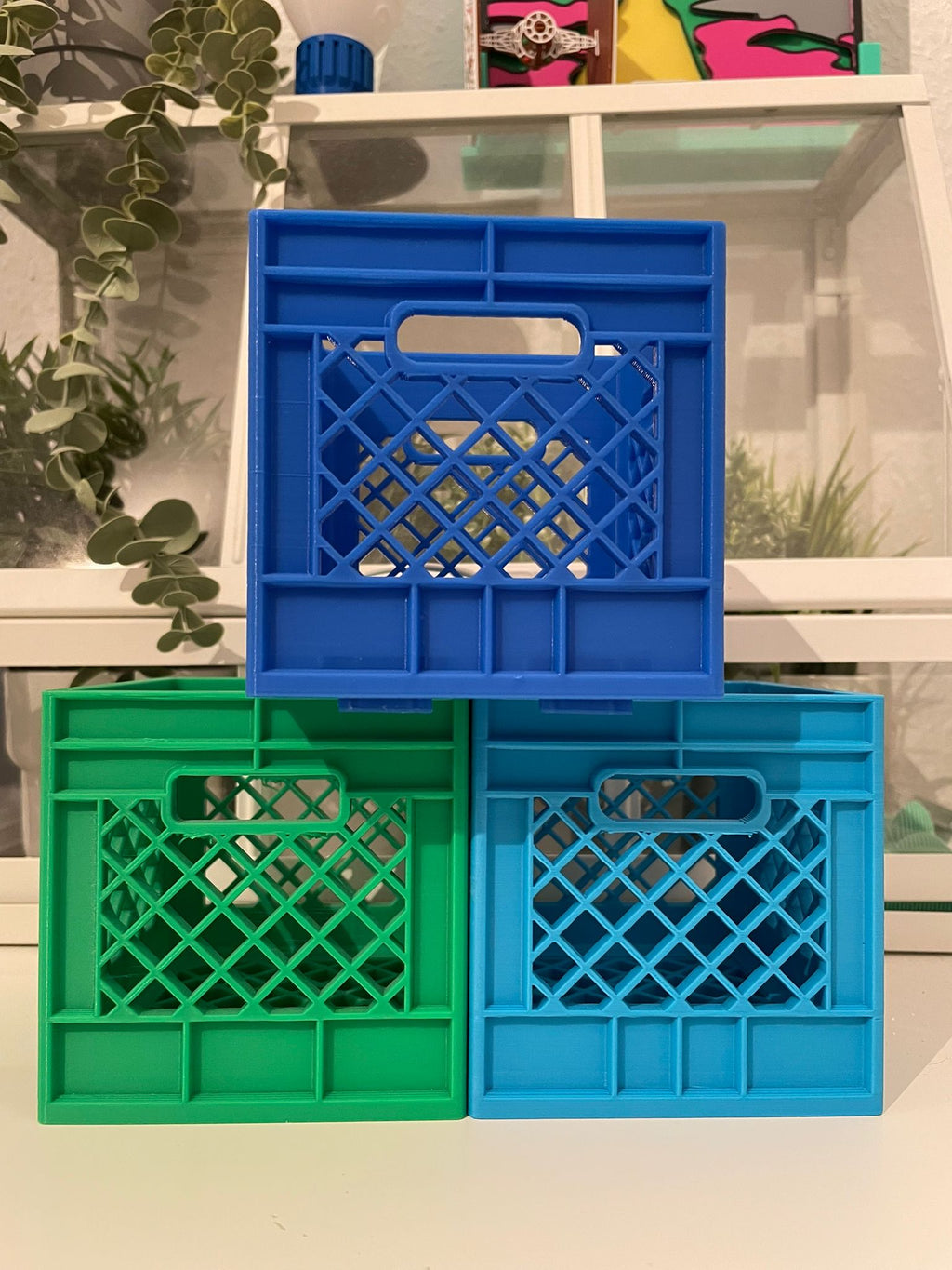 Stackable Milk Crates with Print in Place Pegs