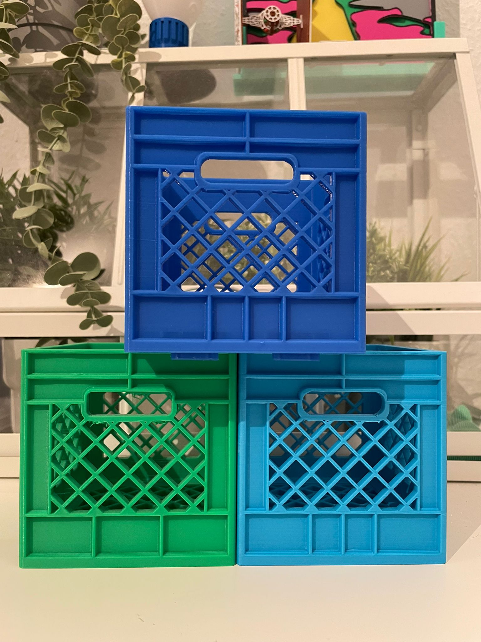 Stackable Milk Crates with Print in Place Pegs