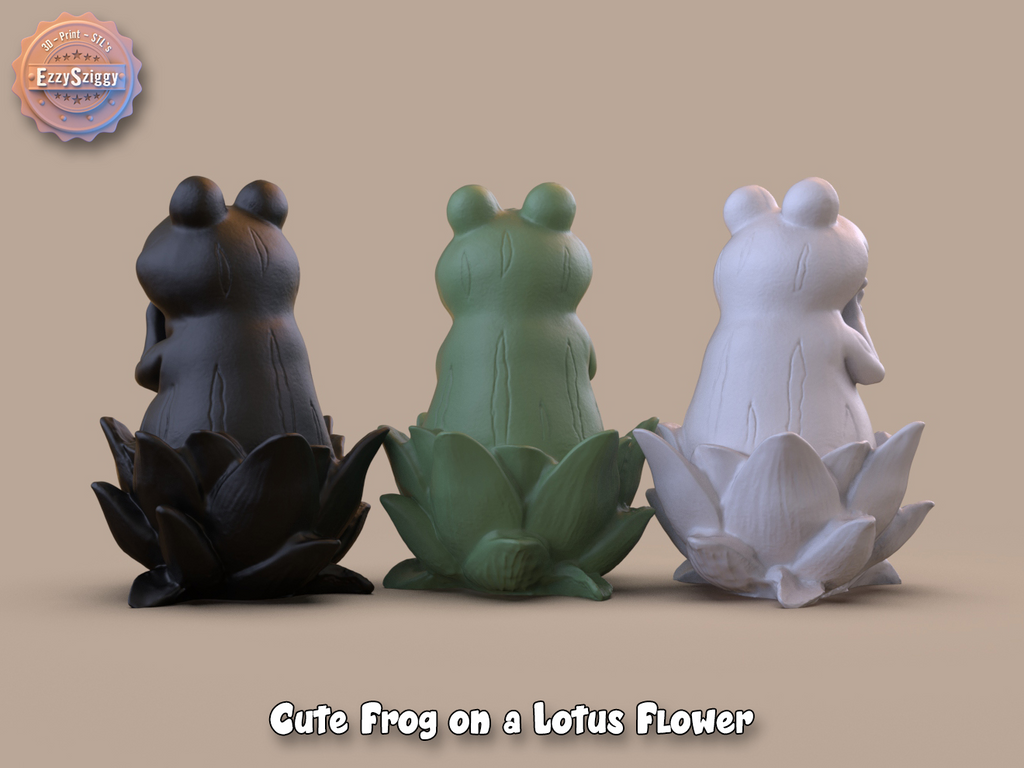 Cute Frog on a Lotus Flower
