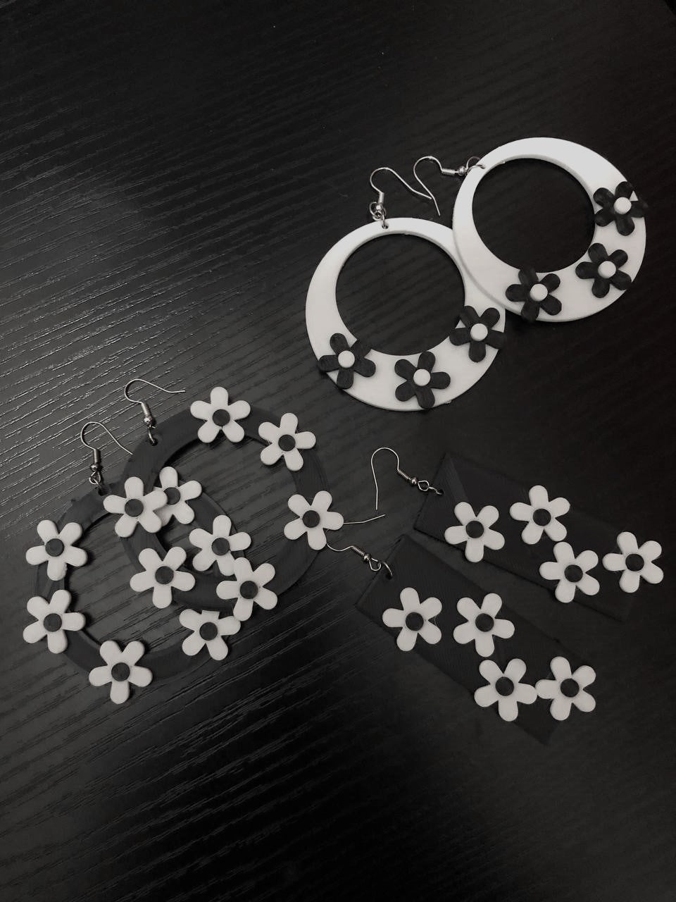 Earring flower split part pendientes flores