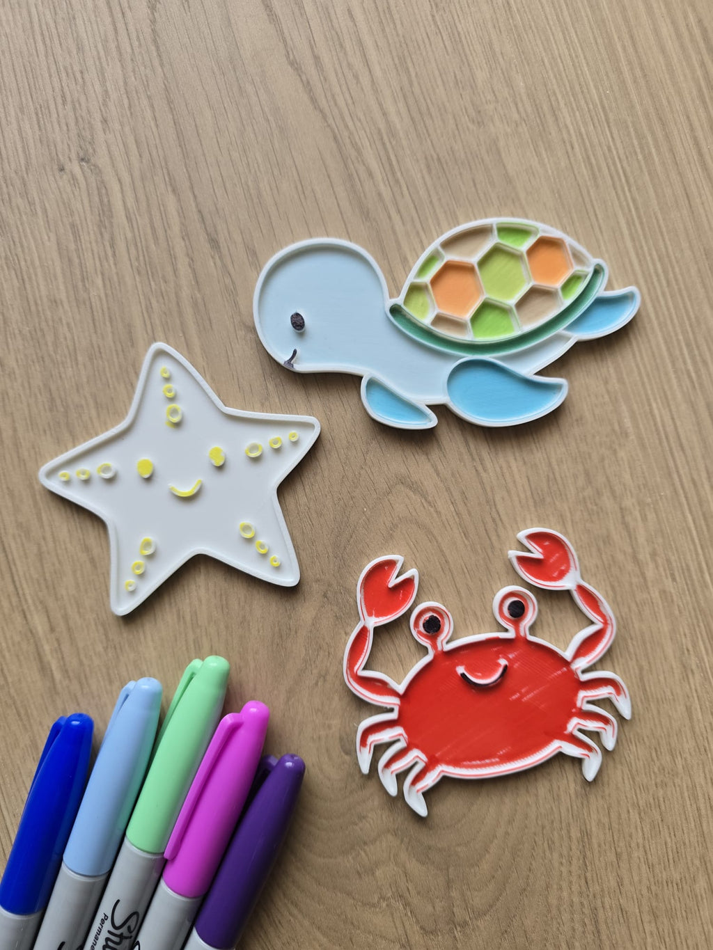 Sea Animal Coloring Color Turtle Crab Star Marker