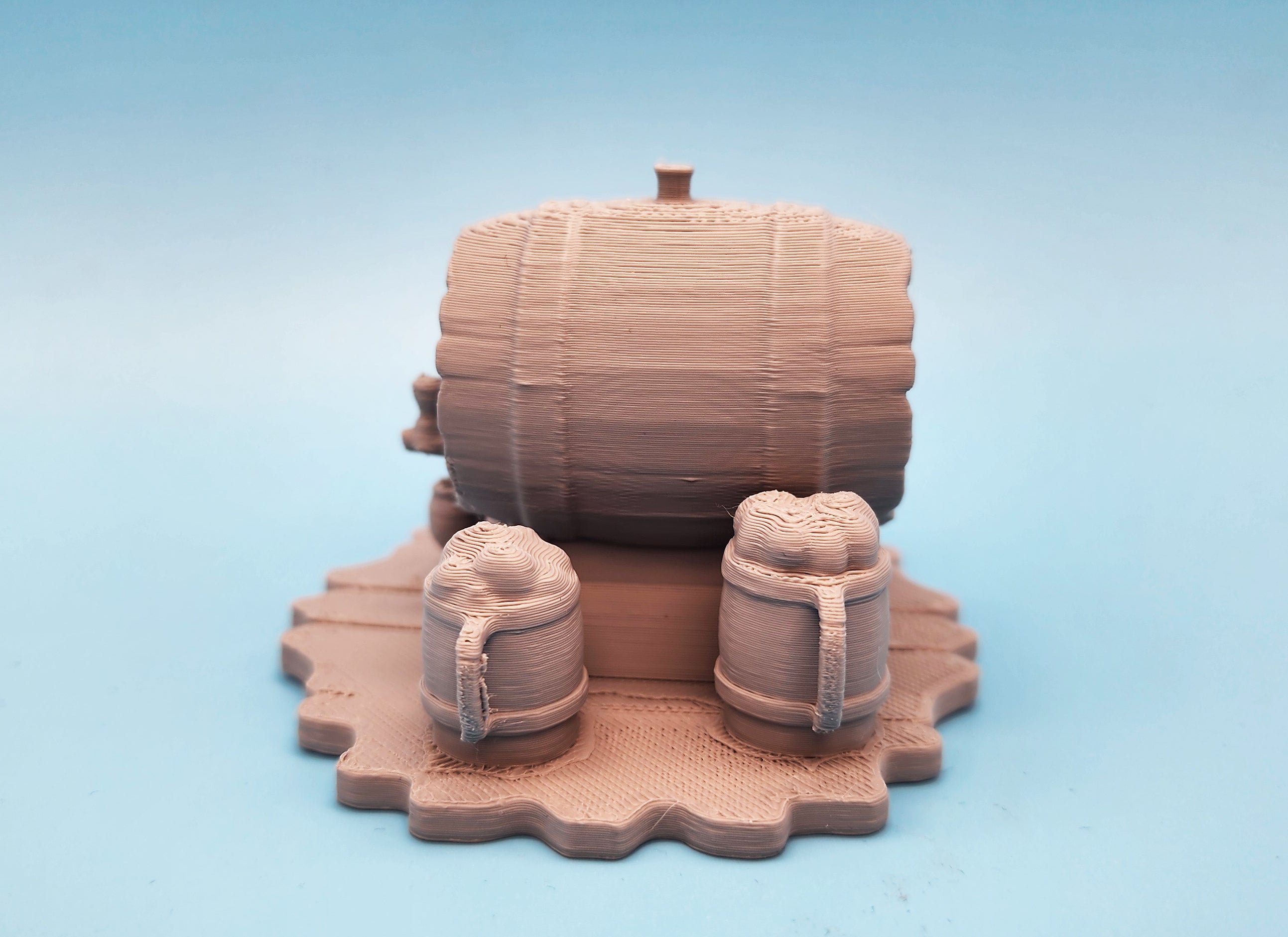 Beer Barrel with Mugs Miniature