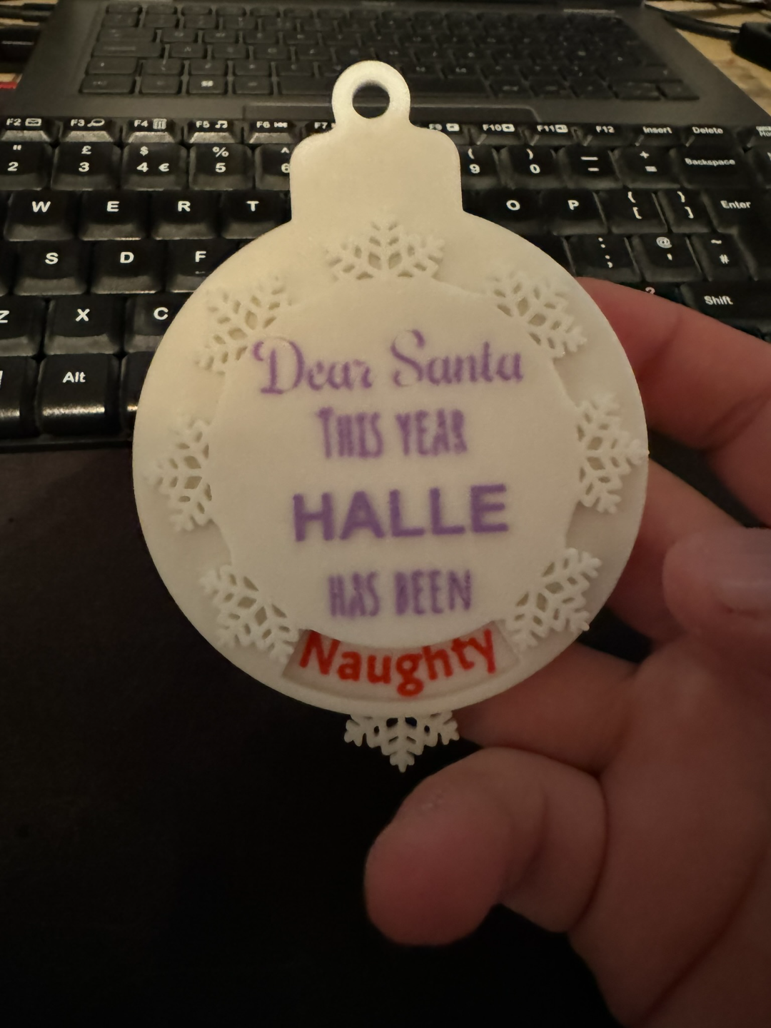 Naughty or Nice Christmas Bauble Customizable Name