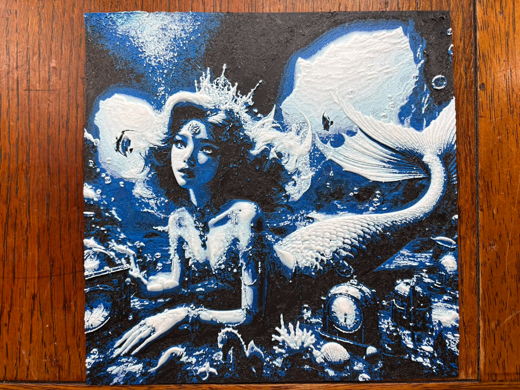 hueforge steampunk mermaid in blue